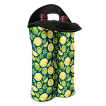 Lime And Lemon Pattern Print Double Neoprene Wine Tote