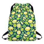 Lime And Lemon Pattern Print Drawstring Backpack