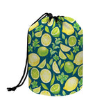 Lime And Lemon Pattern Print Drawstring Makeup Bag