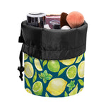 Lime And Lemon Pattern Print Drawstring Makeup Bag