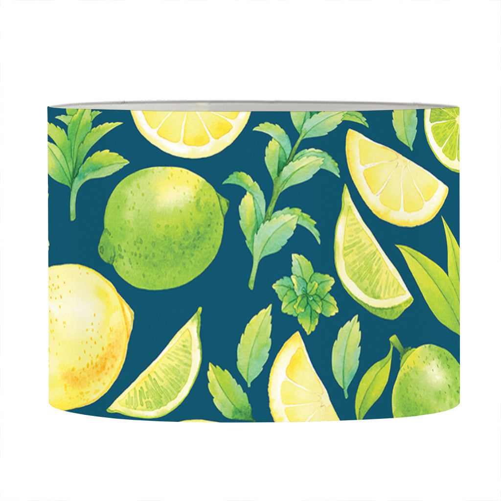 Lime And Lemon Pattern Print Drum Lamp Shade