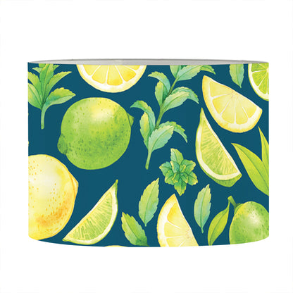 Lime And Lemon Pattern Print Drum Lamp Shade