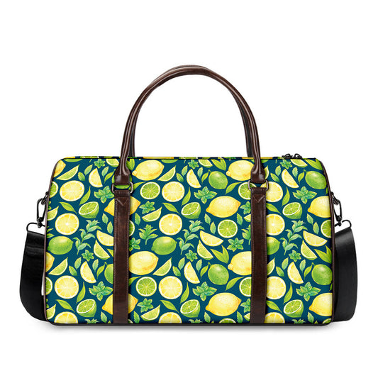 Lime And Lemon Pattern Print Duffle Bag