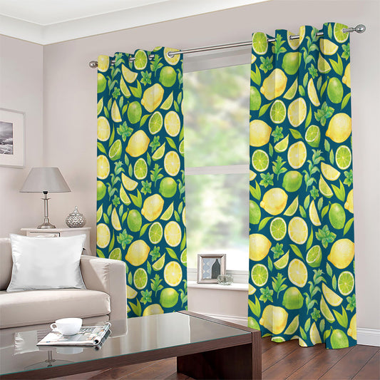 Lime And Lemon Pattern Print Extra Wide Grommet Curtains