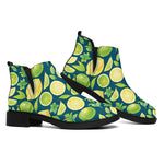 Lime And Lemon Pattern Print Flat Ankle Boots