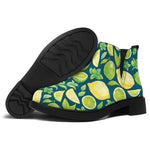 Lime And Lemon Pattern Print Flat Ankle Boots