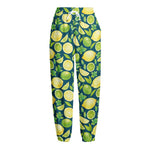 Lime And Lemon Pattern Print Fleece Lined Knit Pants