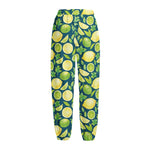 Lime And Lemon Pattern Print Fleece Lined Knit Pants