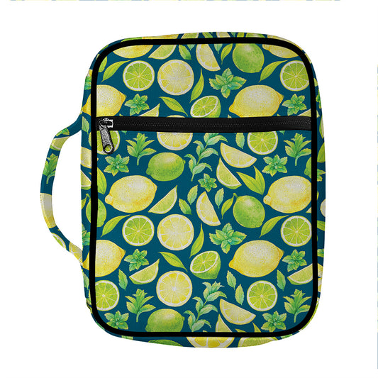 Lime And Lemon Pattern Print Front Pocket Bible Bag