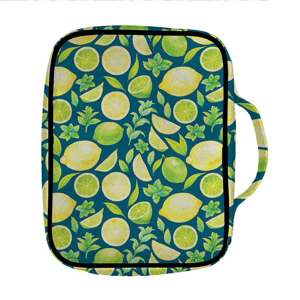 Lime And Lemon Pattern Print Front Pocket Bible Bag