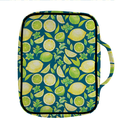 Lime And Lemon Pattern Print Front Pocket Bible Bag