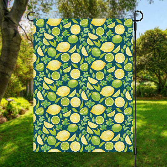 Lime And Lemon Pattern Print Garden Flag
