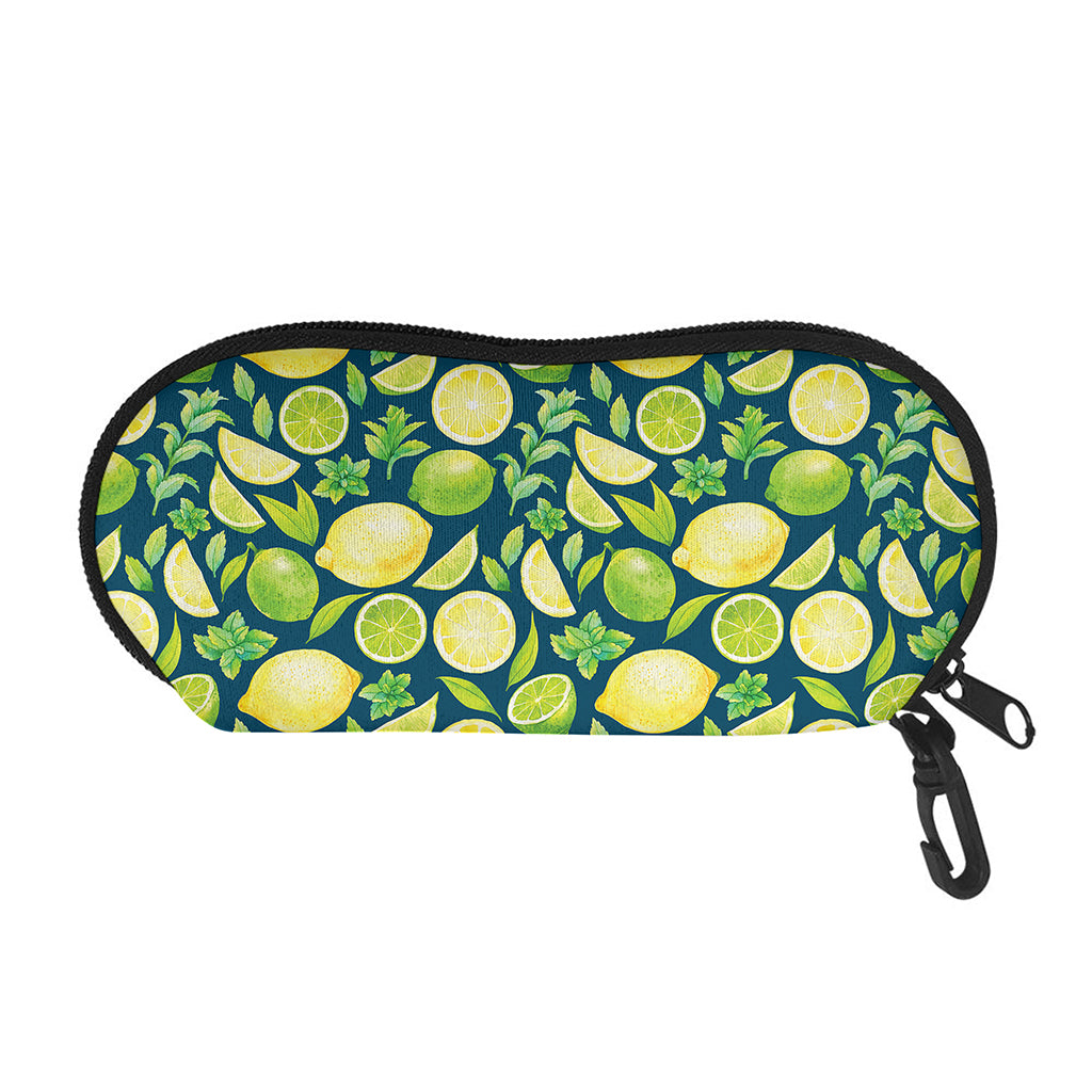 Lime And Lemon Pattern Print Glasses Case