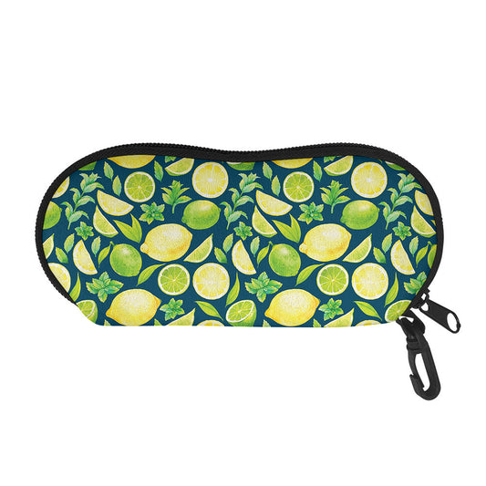 Lime And Lemon Pattern Print Glasses Case