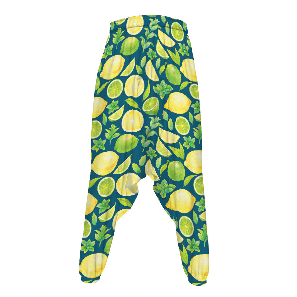 Lime And Lemon Pattern Print Hammer Pants