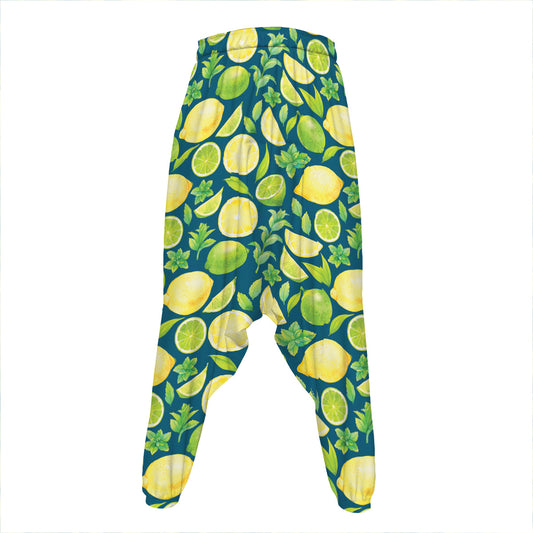 Lime And Lemon Pattern Print Hammer Pants