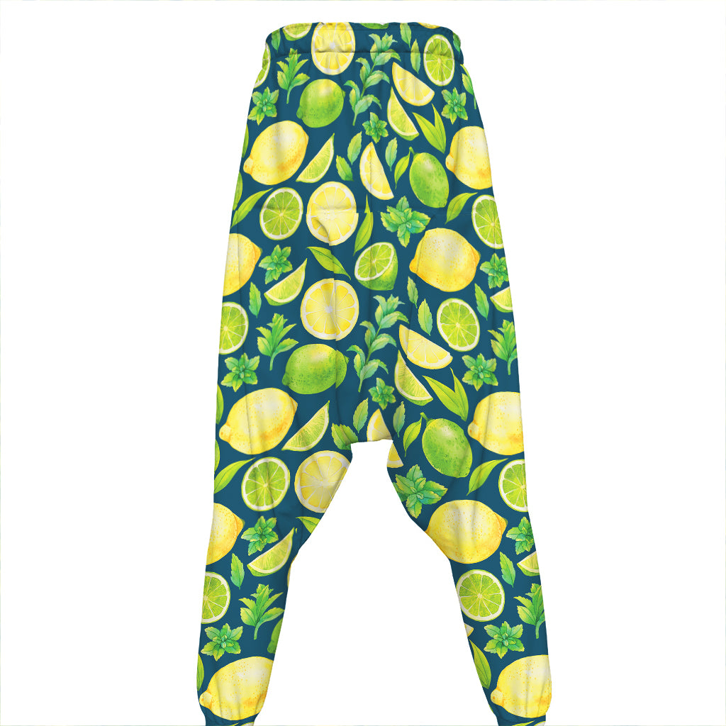 Lime And Lemon Pattern Print Hammer Pants