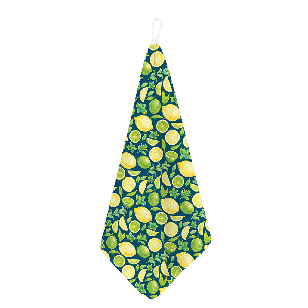 Lime And Lemon Pattern Print Hand Towel