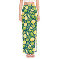Lime And Lemon Pattern Print High Slit Maxi Skirt