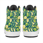 Lime And Lemon Pattern Print High Top Leather Sneakers