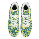 Lime And Lemon Pattern Print High Top Leather Sneakers
