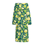 Lime And Lemon Pattern Print Hooded Bathrobe