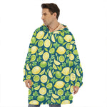 Lime And Lemon Pattern Print Hoodie Blanket