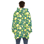 Lime And Lemon Pattern Print Hoodie Blanket