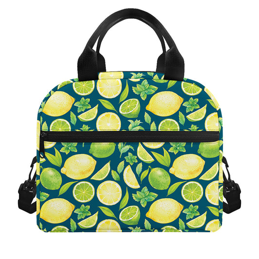 Lime And Lemon Pattern Print Insulated Lunch Bag