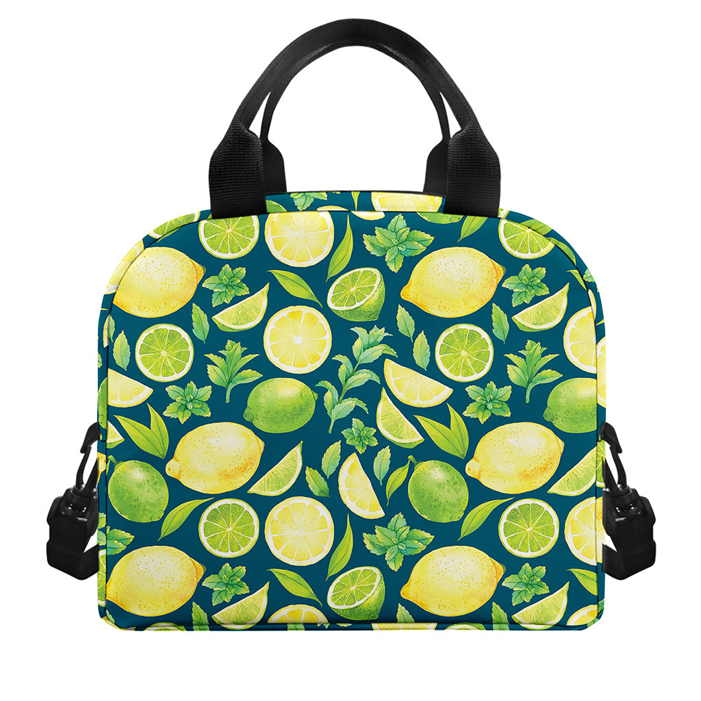 Lime And Lemon Pattern Print Insulated Lunch Bag