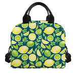 Lime And Lemon Pattern Print Insulated Lunch Bag
