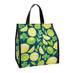 Lime And Lemon Pattern Print Insulated Lunch Tote