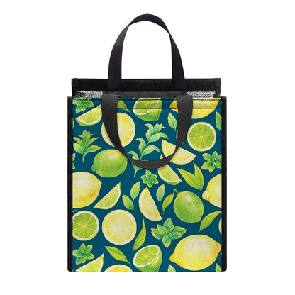 Lime And Lemon Pattern Print Insulated Lunch Tote