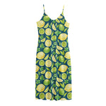 Lime And Lemon Pattern Print Jersey Midi Cami Dress