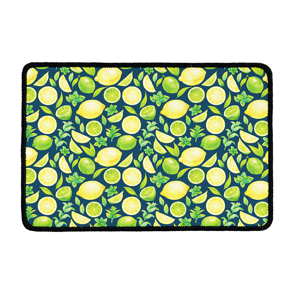 Lime And Lemon Pattern Print Kitchen Mat