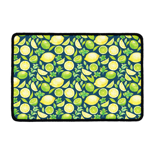 Lime And Lemon Pattern Print Kitchen Mat