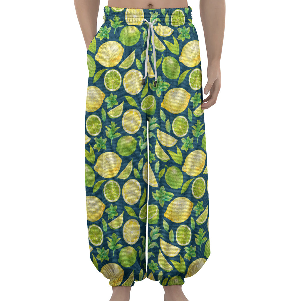 Lime And Lemon Pattern Print Lantern Pants