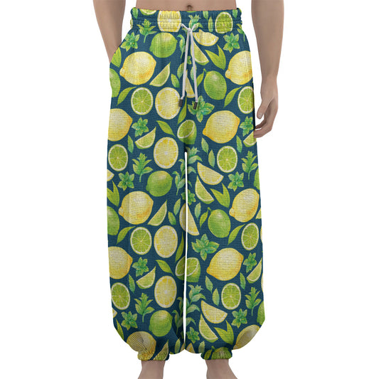 Lime And Lemon Pattern Print Lantern Pants