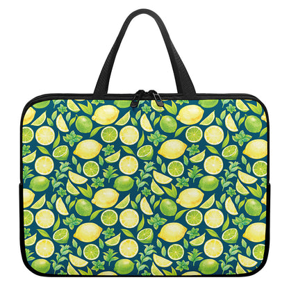 Lime And Lemon Pattern Print Laptop Sleeve With Handle