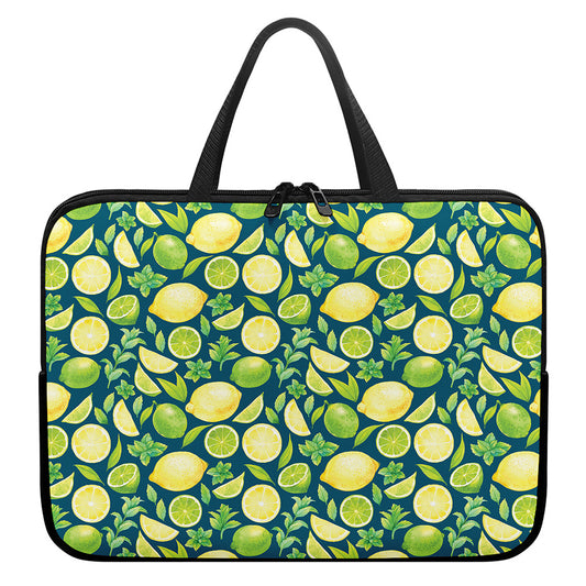 Lime And Lemon Pattern Print Laptop Sleeve With Handle