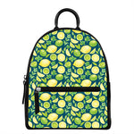 Lime And Lemon Pattern Print Leather Backpack