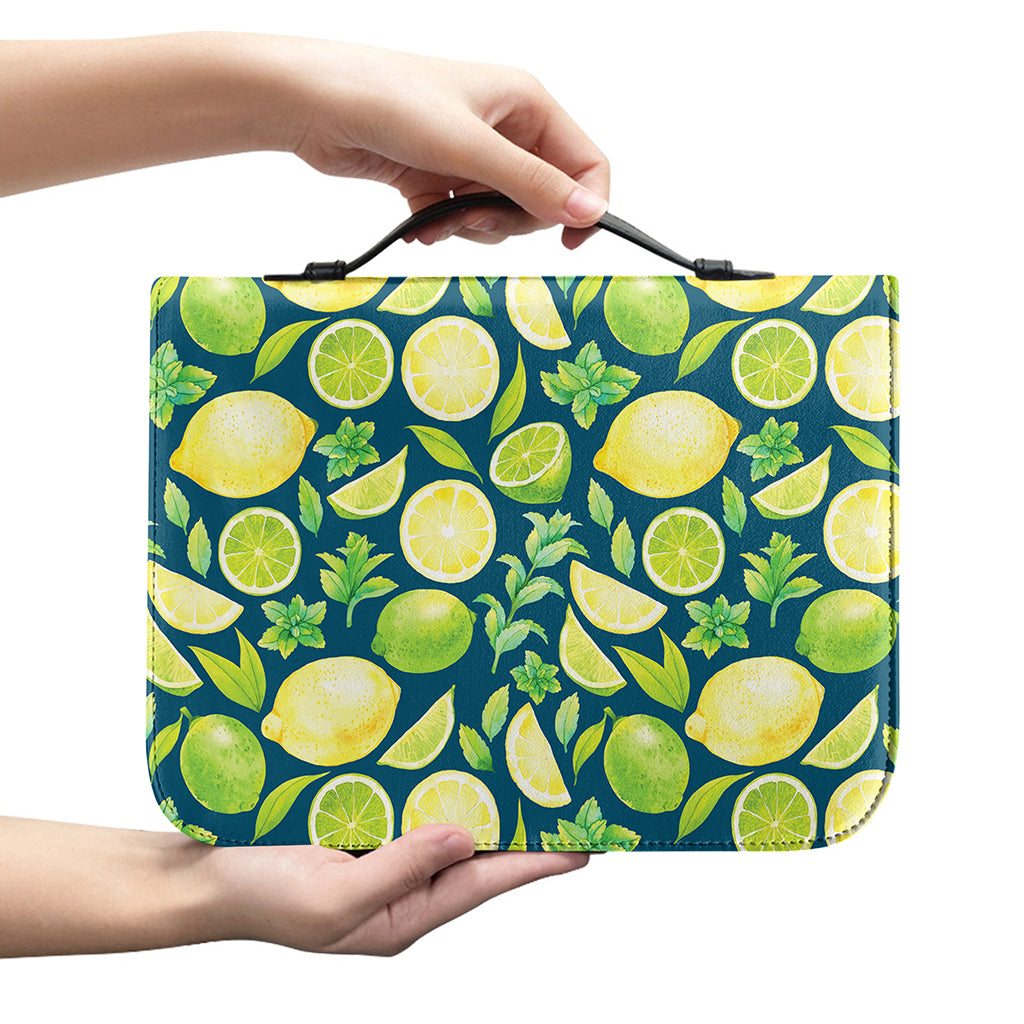 Lime And Lemon Pattern Print Leather Bible Cover