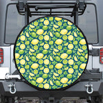 Lime And Lemon Pattern Print Leather Spare Tire Cover