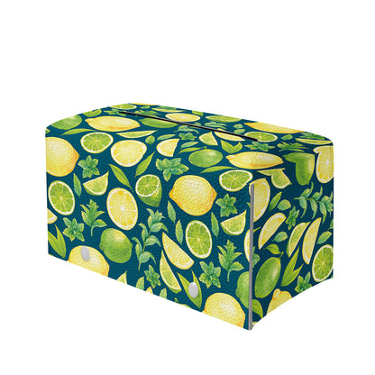 Lime And Lemon Pattern Print Leather Tissue Box Cover