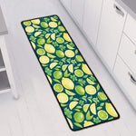 Lime And Lemon Pattern Print Long Kitchen Mat