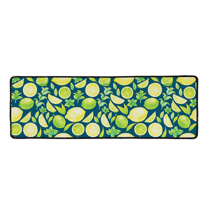 Lime And Lemon Pattern Print Long Kitchen Mat