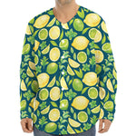Lime And Lemon Pattern Print Long Sleeve Baseball Jersey