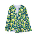 Lime And Lemon Pattern Print Long Sleeve Short Coat