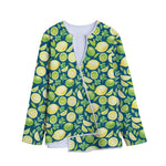 Lime And Lemon Pattern Print Long Sleeve Short Coat