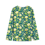 Lime And Lemon Pattern Print Long Sleeve Short Coat